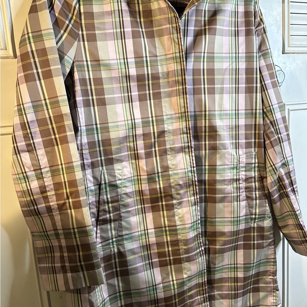 GAP Plaid Rain Fall Coat - Brown and Green
